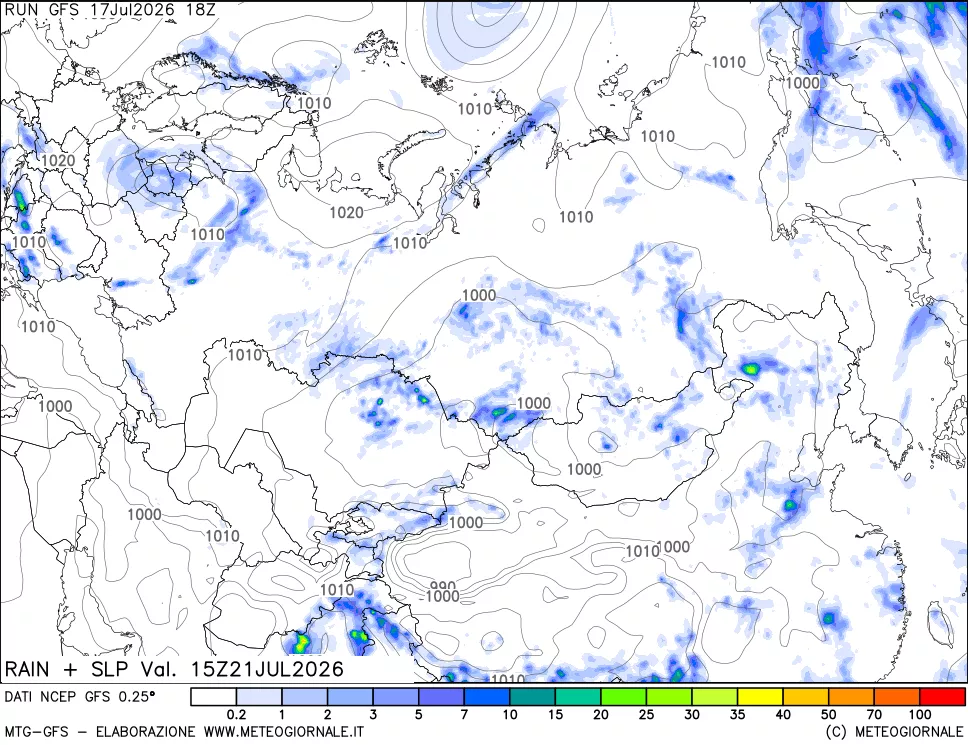 mappa Precipitazioni e pressione SLM