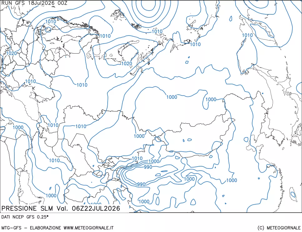 mappa Pressione sul livello del mare