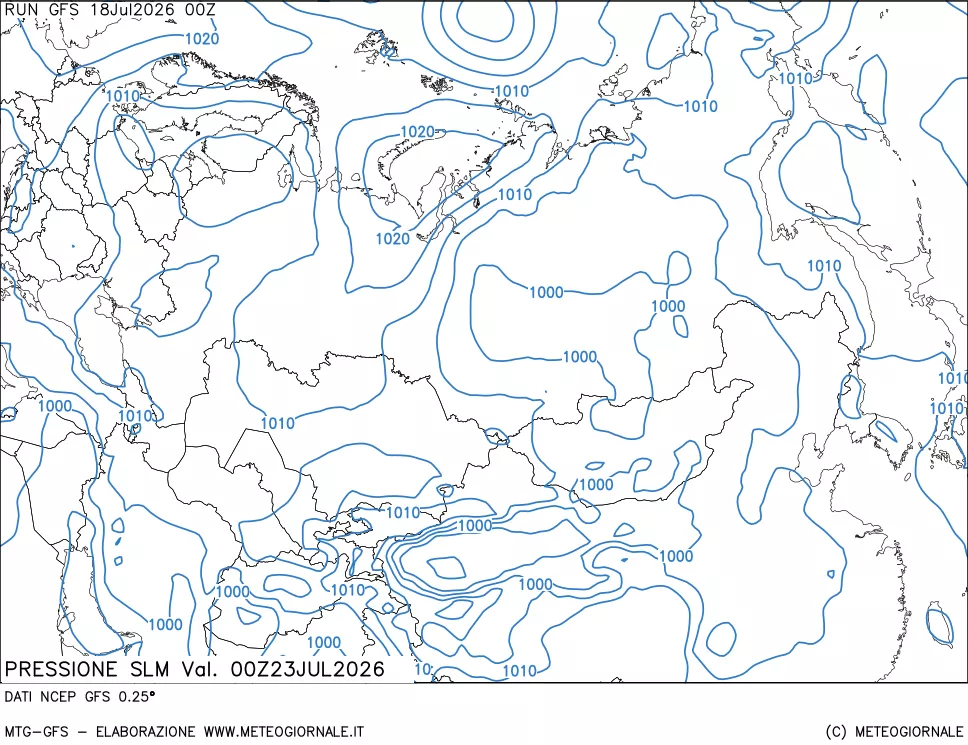 mappa Pressione sul livello del mare