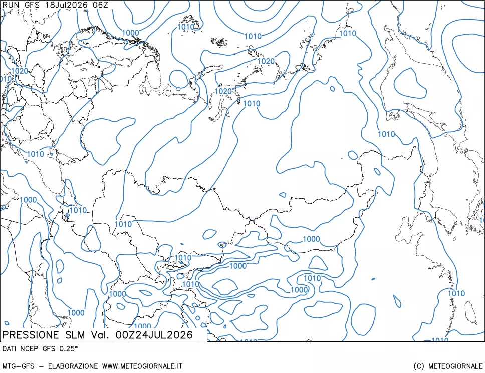 mappa Pressione sul livello del mare