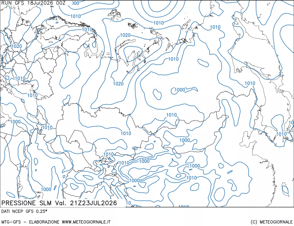 mappa Pressione sul livello del mare