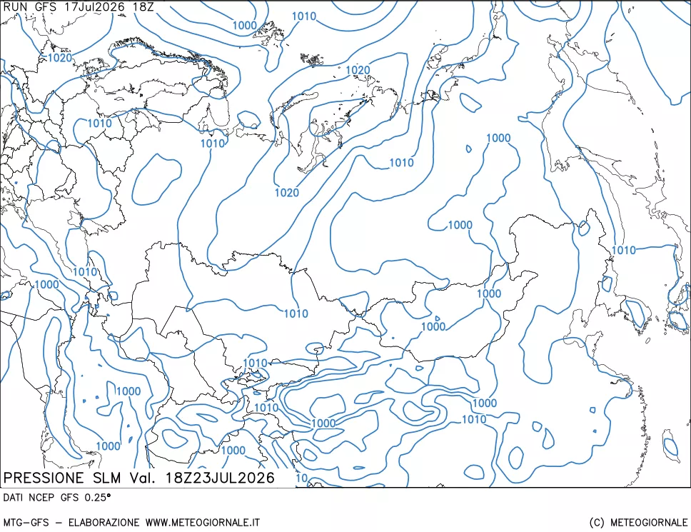 mappa Pressione sul livello del mare