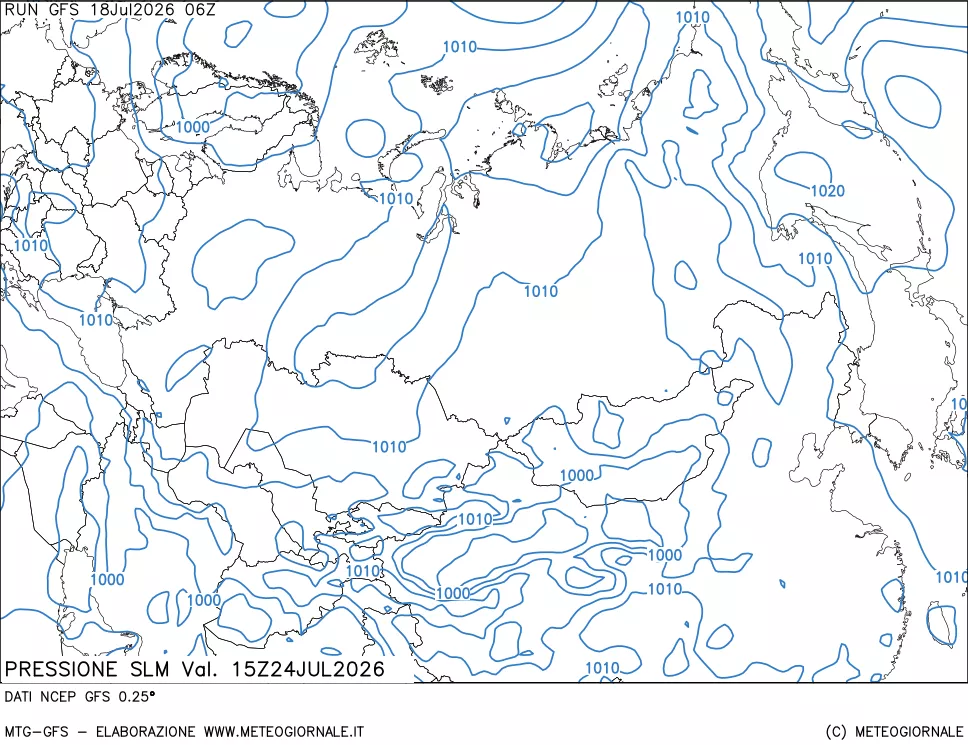 mappa Pressione sul livello del mare