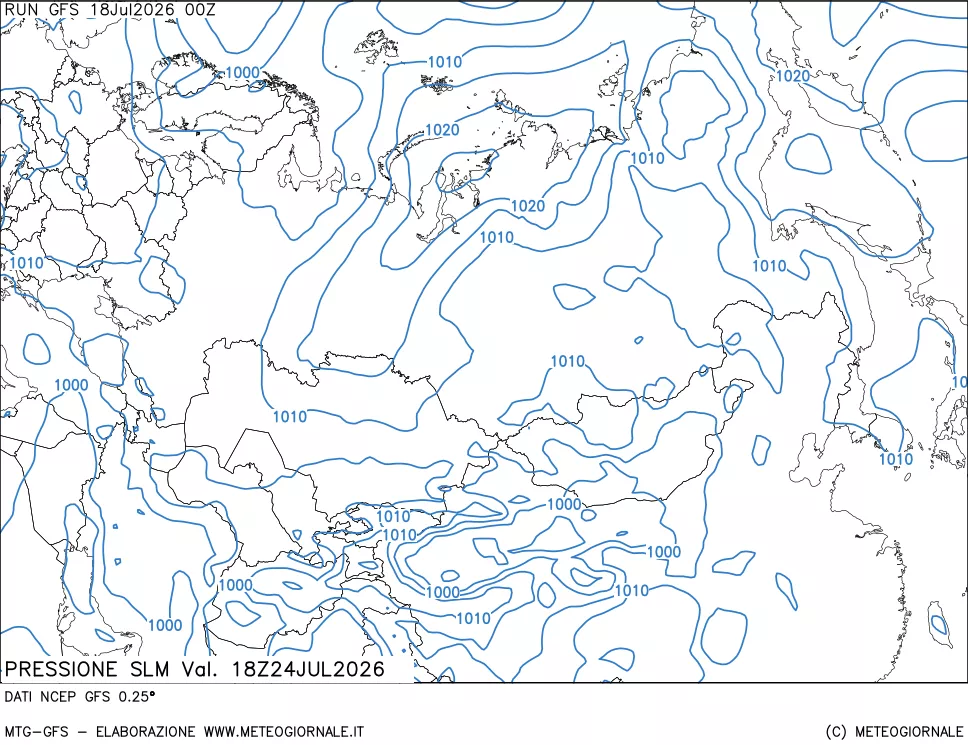 mappa Pressione sul livello del mare