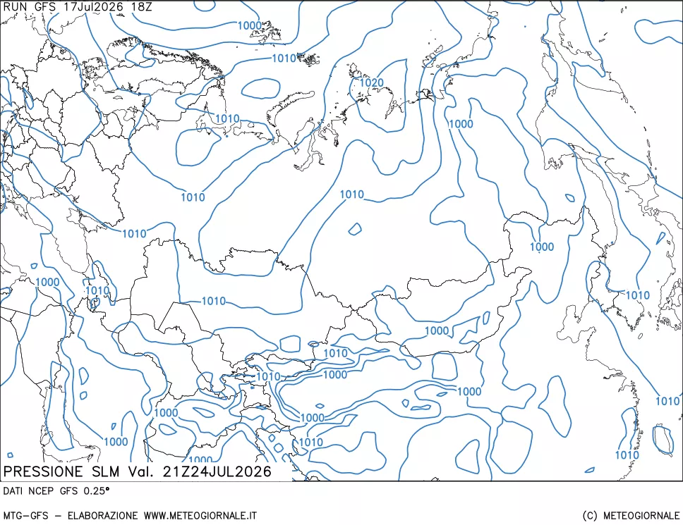 mappa Pressione sul livello del mare