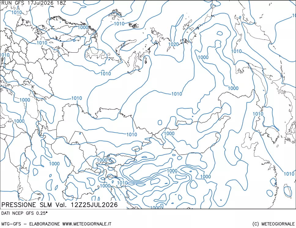 mappa Pressione sul livello del mare