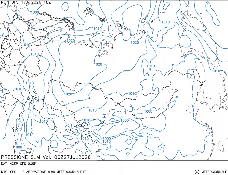 mappa Pressione sul livello del mare