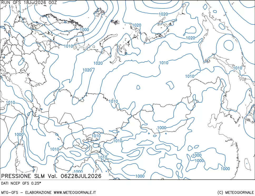 mappa Pressione sul livello del mare