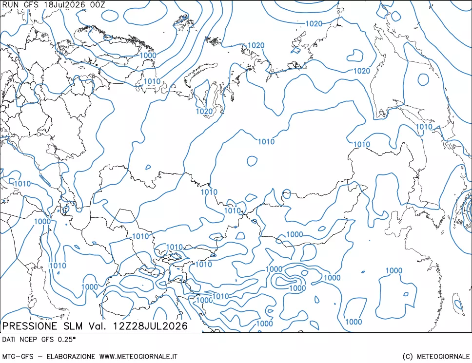 mappa Pressione sul livello del mare