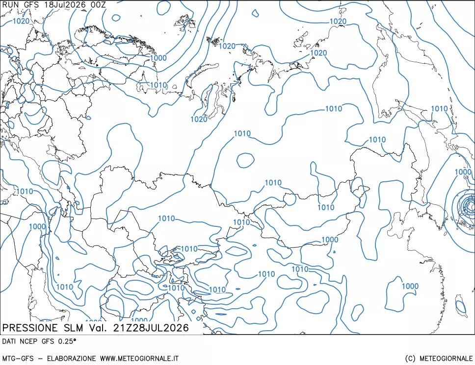 mappa Pressione sul livello del mare