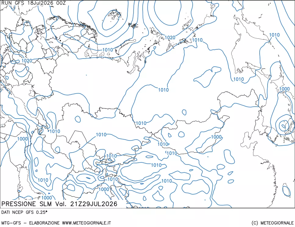 mappa Pressione sul livello del mare