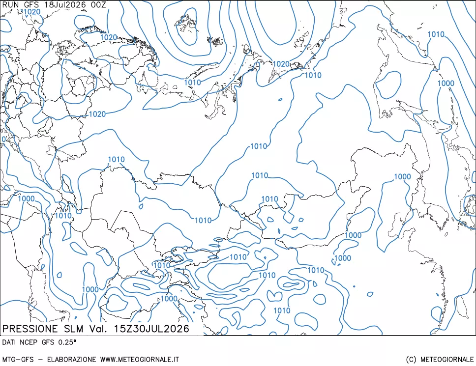 mappa Pressione sul livello del mare