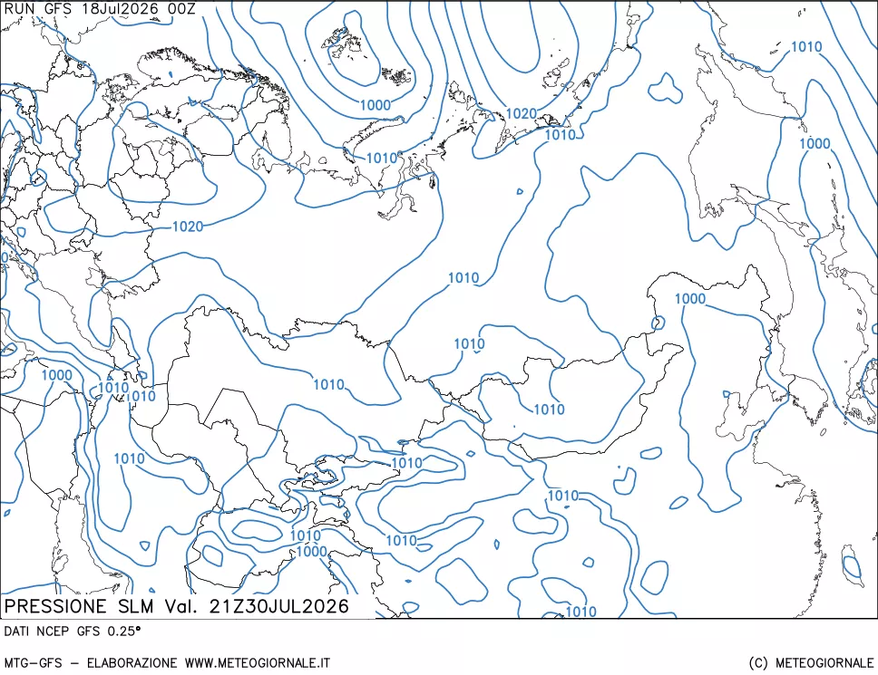 mappa Pressione sul livello del mare