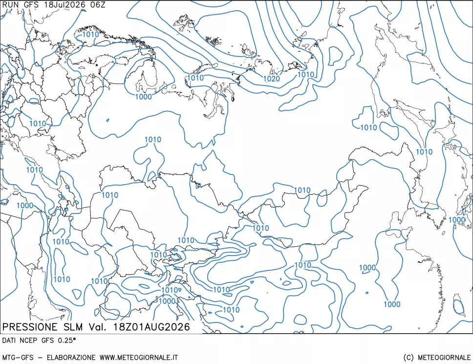 mappa Pressione sul livello del mare