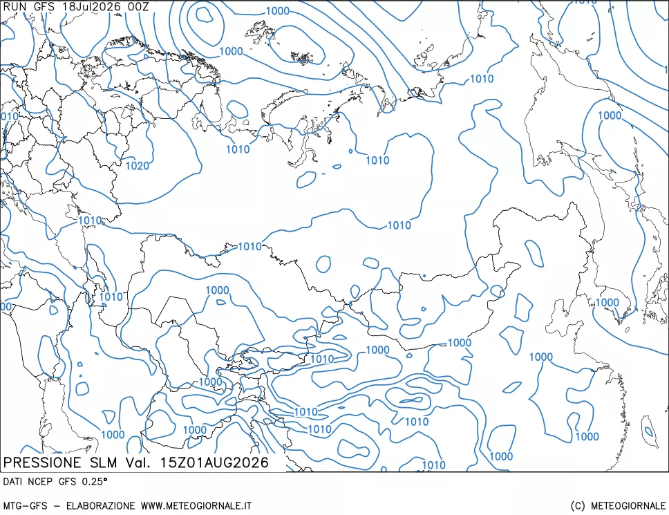 mappa Pressione sul livello del mare