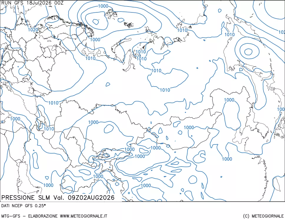 mappa Pressione sul livello del mare