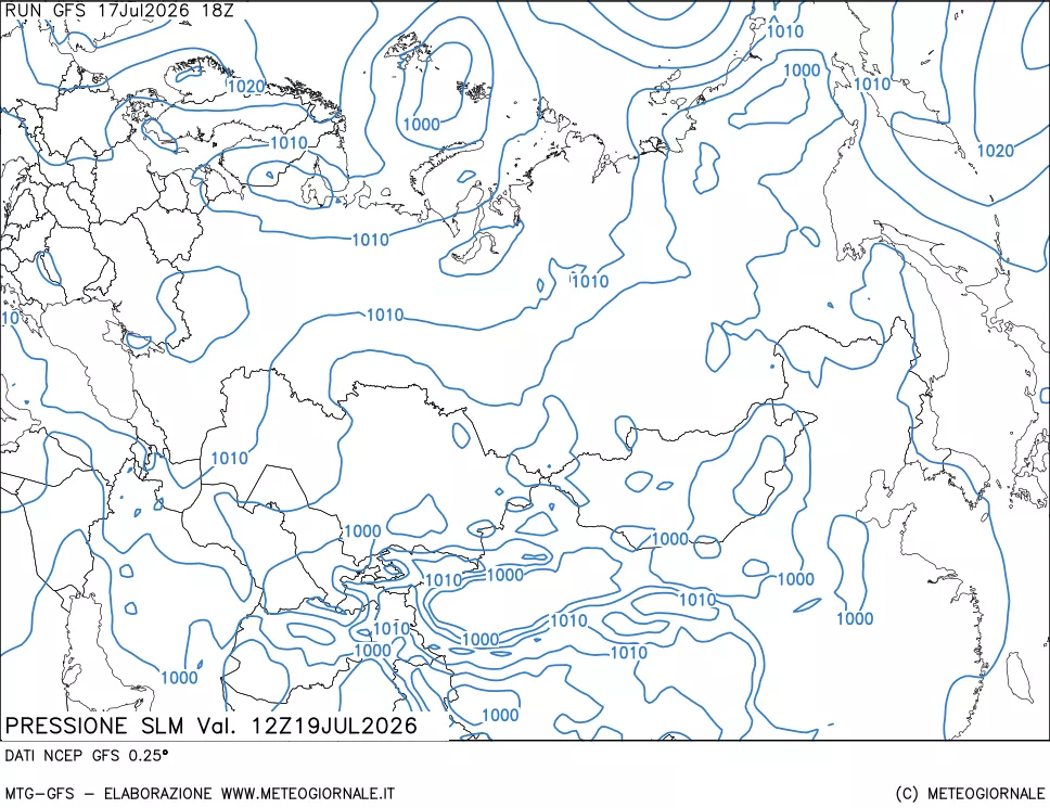 mappa Pressione sul livello del mare