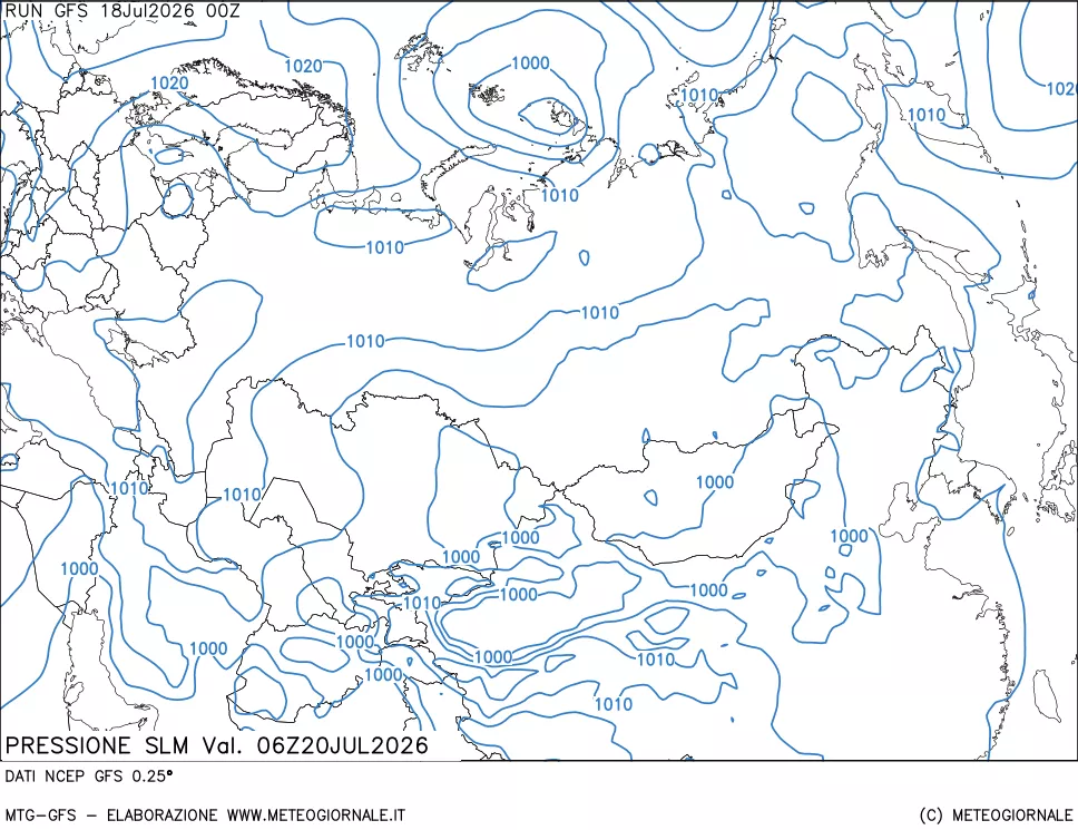 mappa Pressione sul livello del mare