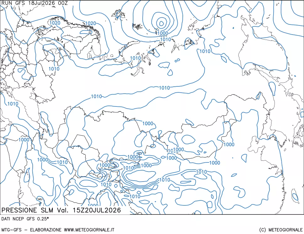 mappa Pressione sul livello del mare