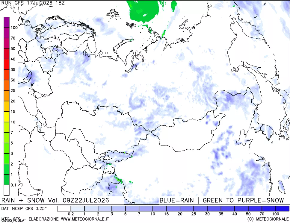 mappa Precipitazioni totali e nevose