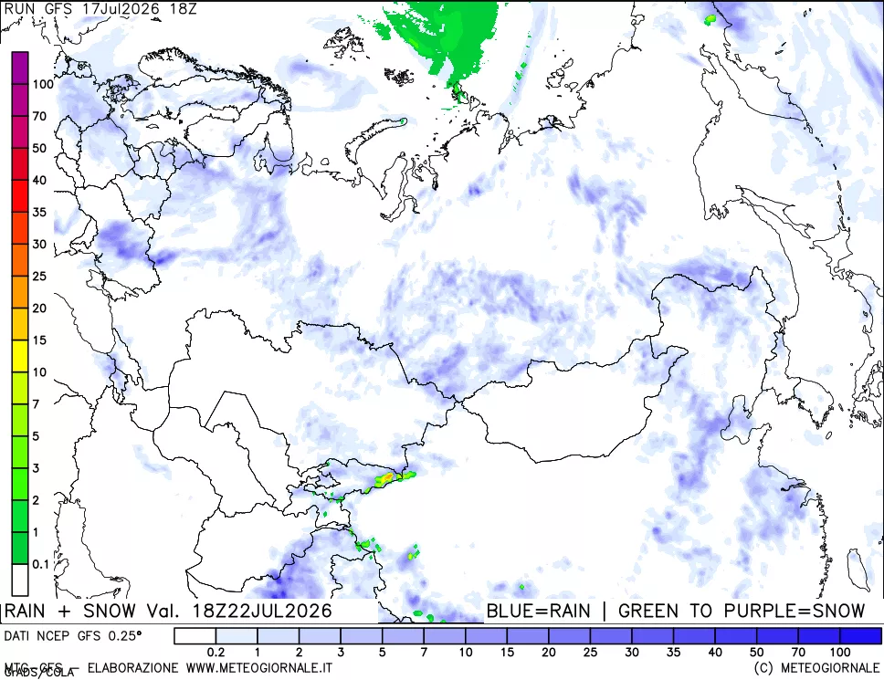 mappa Precipitazioni totali e nevose