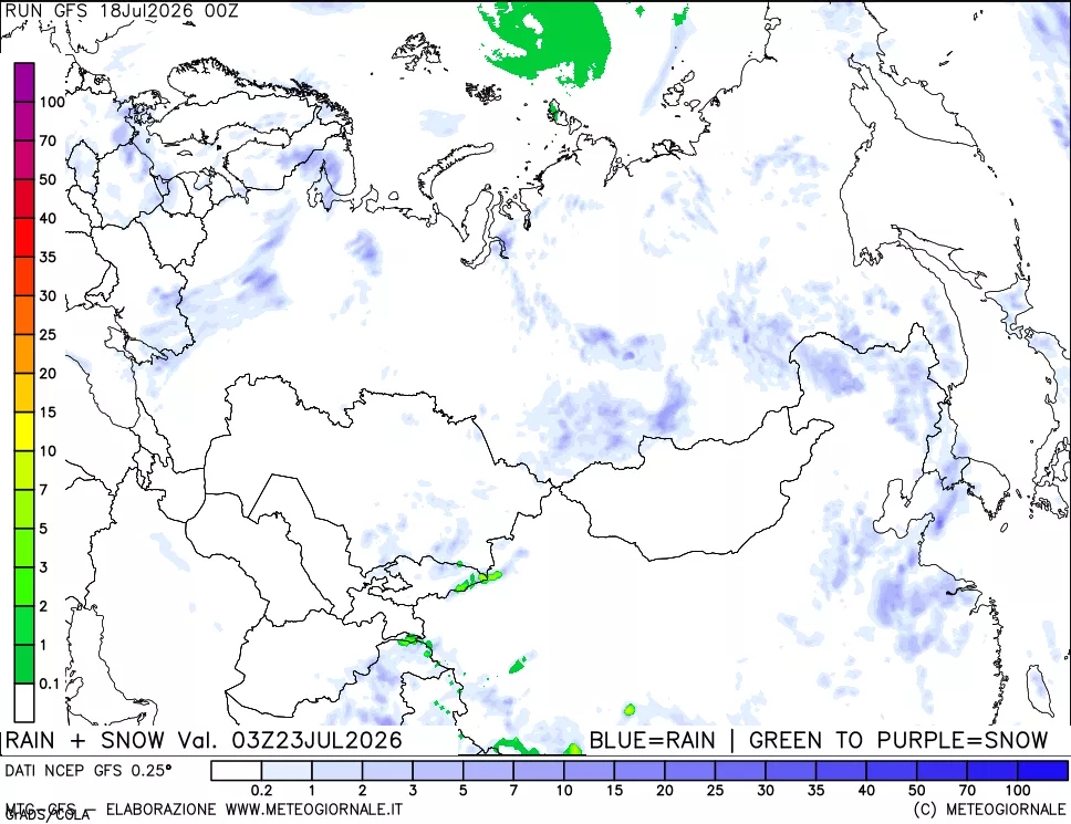 mappa Precipitazioni totali e nevose