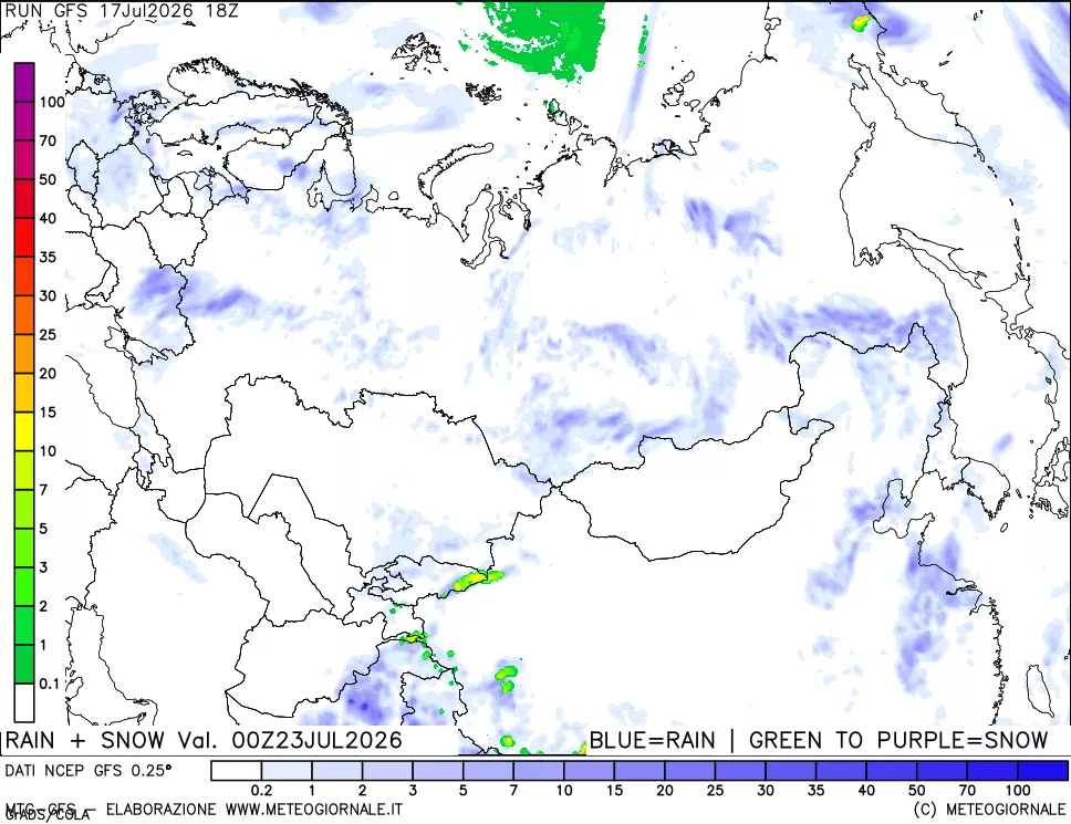 mappa Precipitazioni totali e nevose