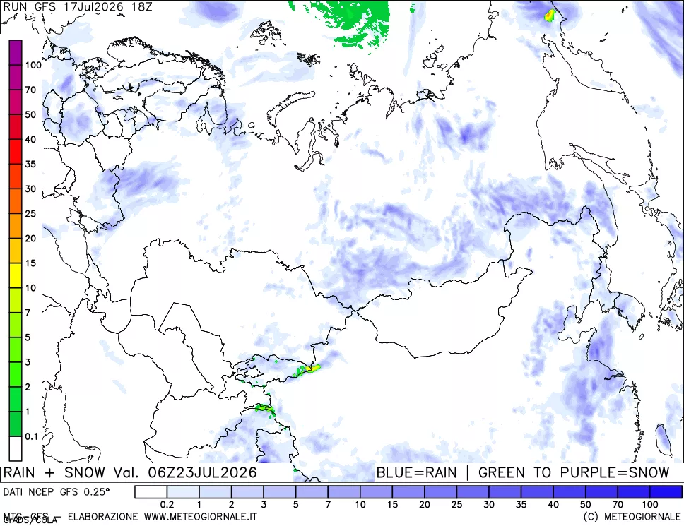 mappa Precipitazioni totali e nevose