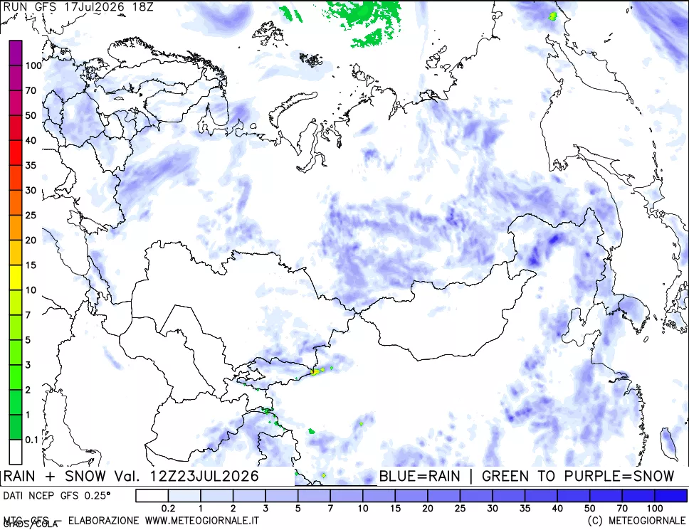 mappa Precipitazioni totali e nevose