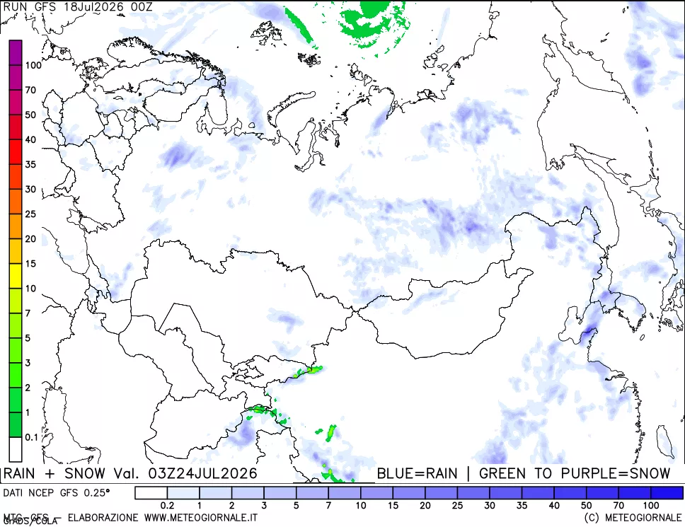 mappa Precipitazioni totali e nevose