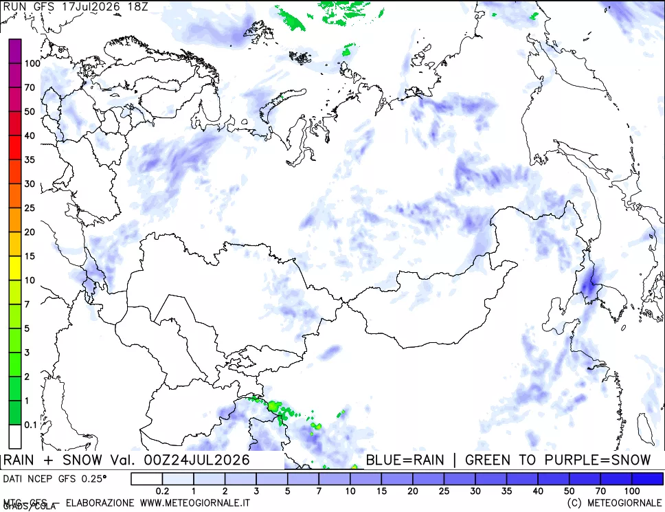 mappa Precipitazioni totali e nevose