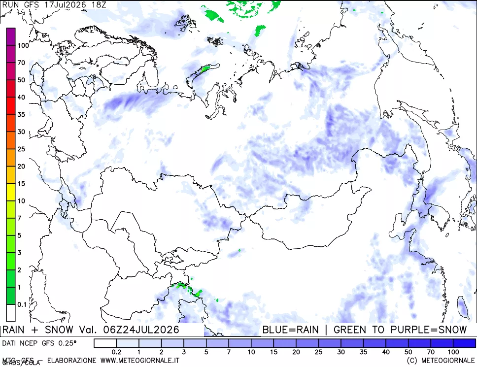 mappa Precipitazioni totali e nevose