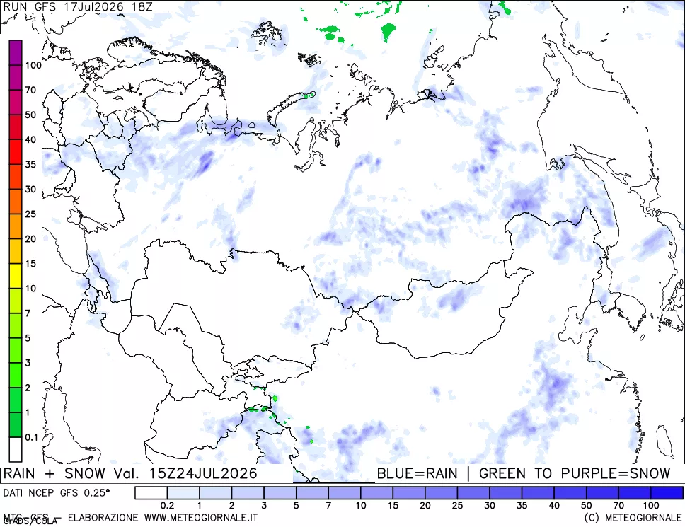 mappa Precipitazioni totali e nevose