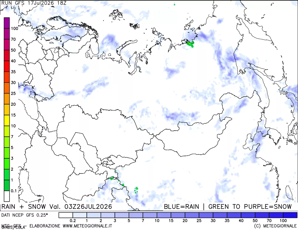 mappa Precipitazioni totali e nevose
