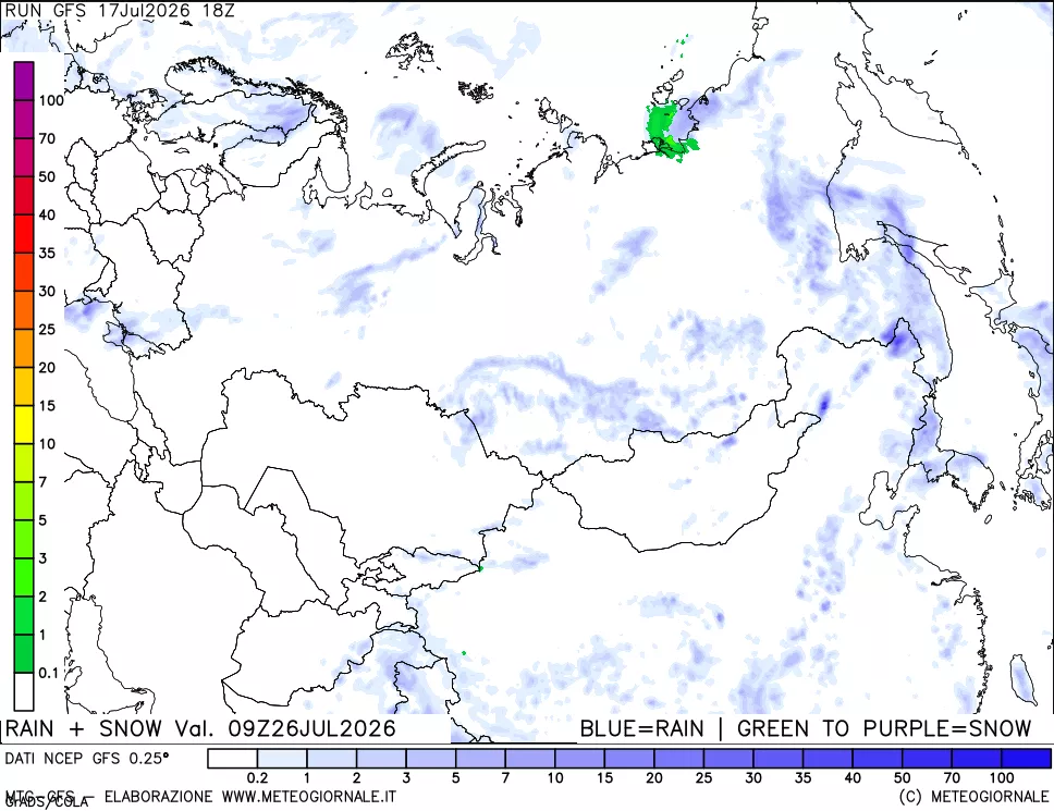 mappa Precipitazioni totali e nevose