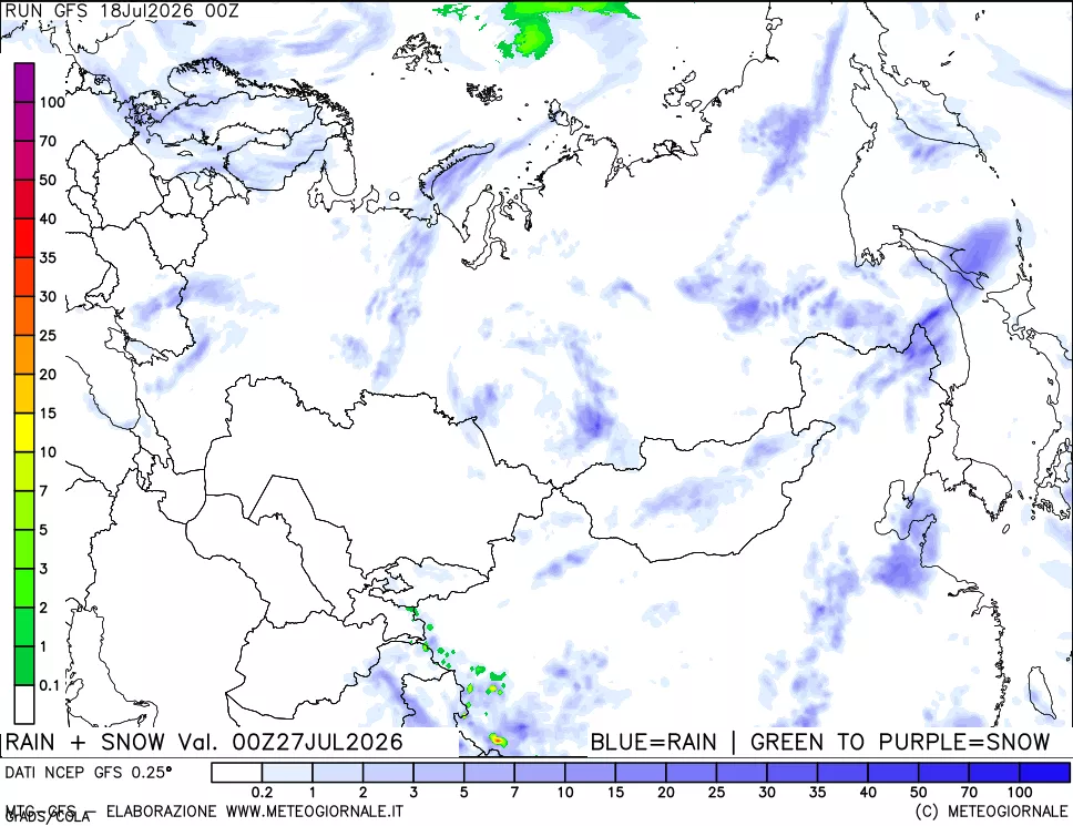 mappa Precipitazioni totali e nevose