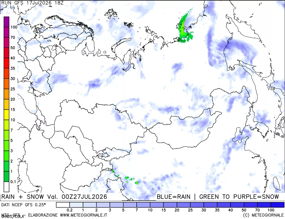 mappa Precipitazioni totali e nevose