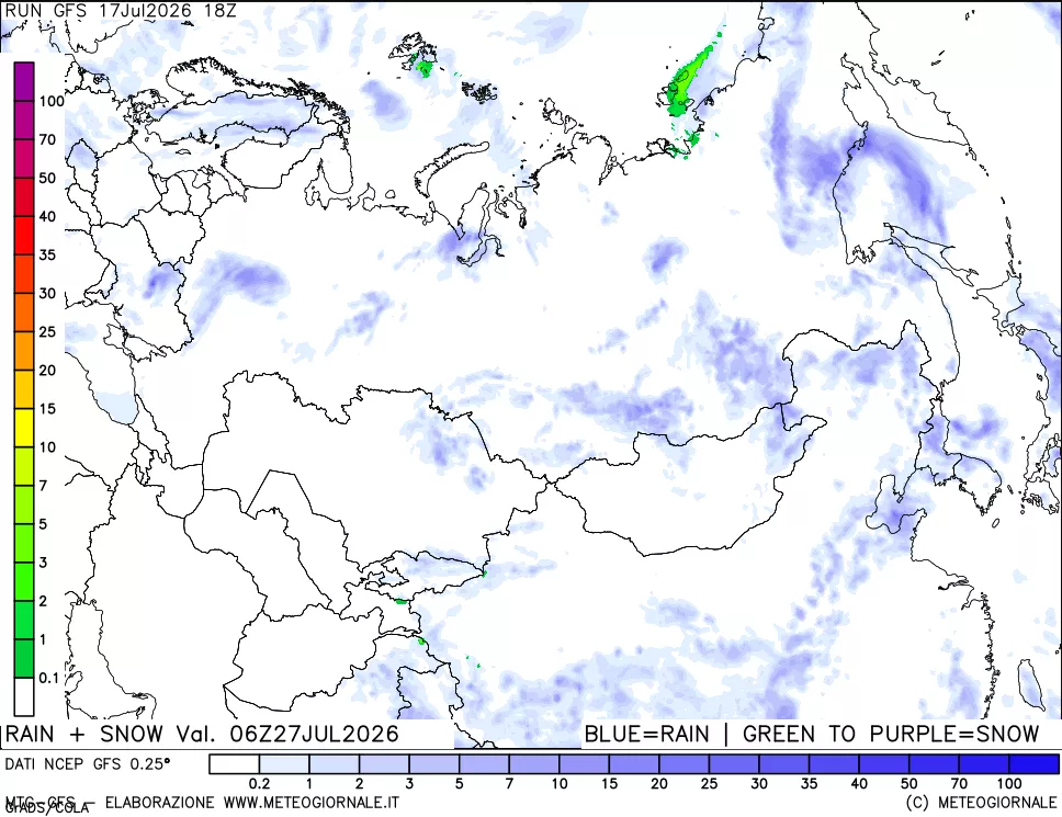 mappa Precipitazioni totali e nevose
