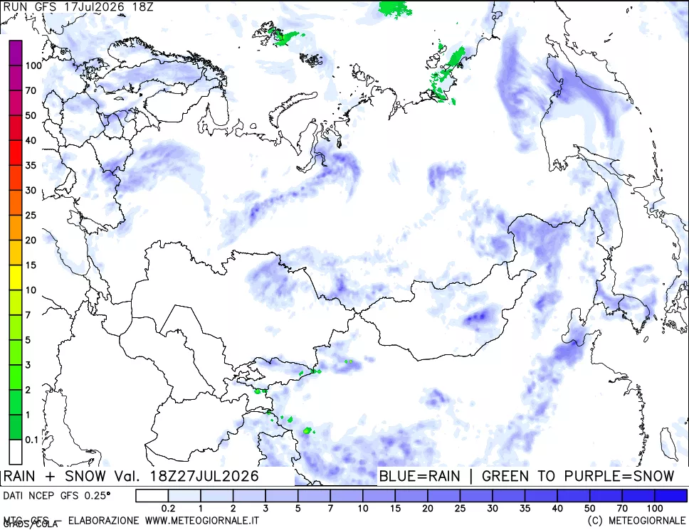 mappa Precipitazioni totali e nevose