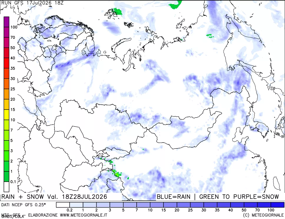 mappa Precipitazioni totali e nevose