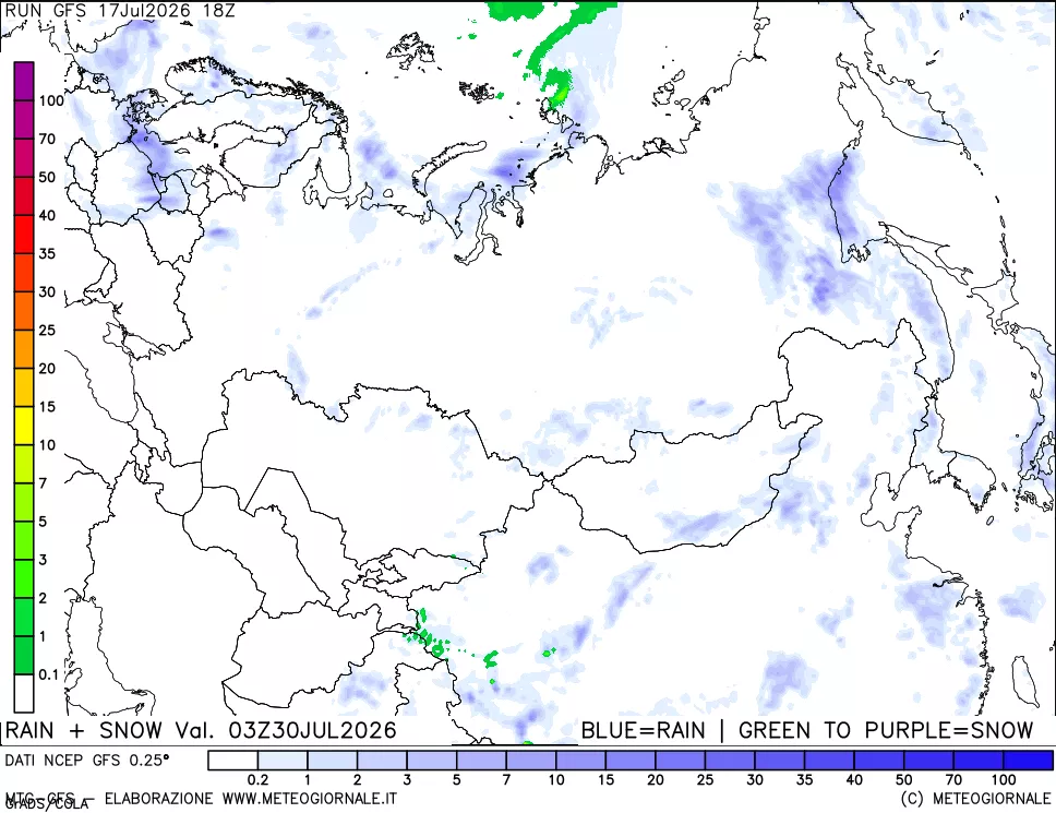 mappa Precipitazioni totali e nevose