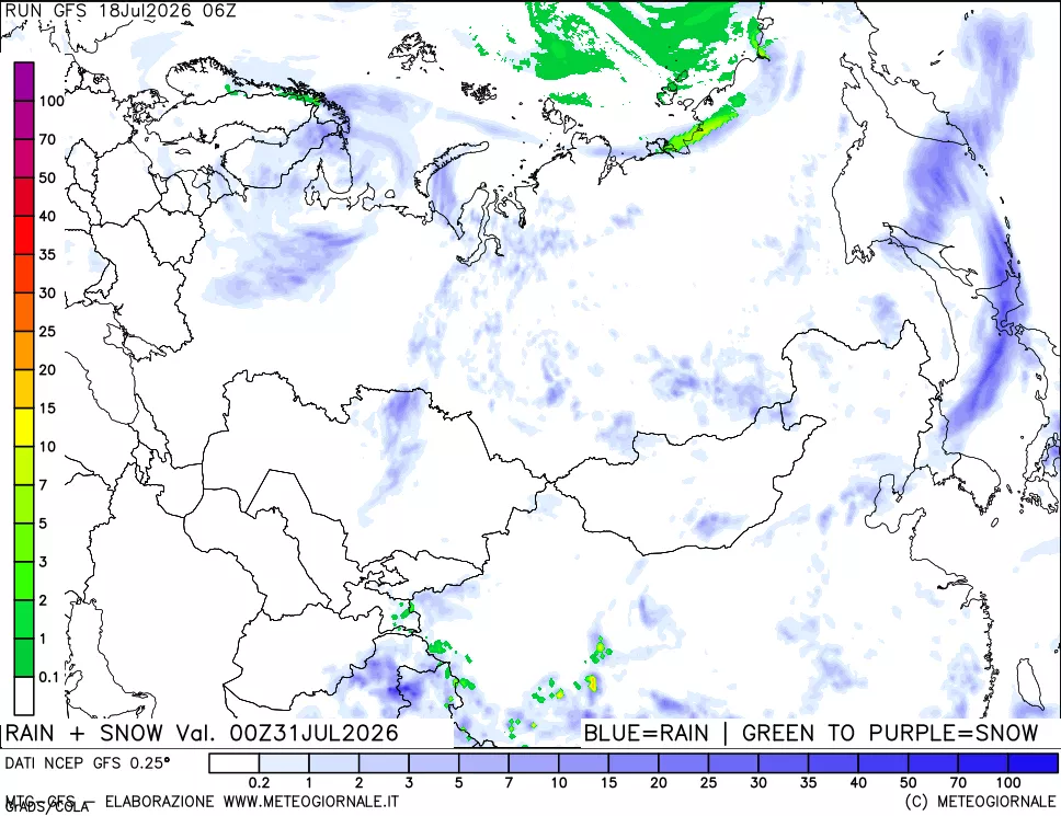 mappa Precipitazioni totali e nevose