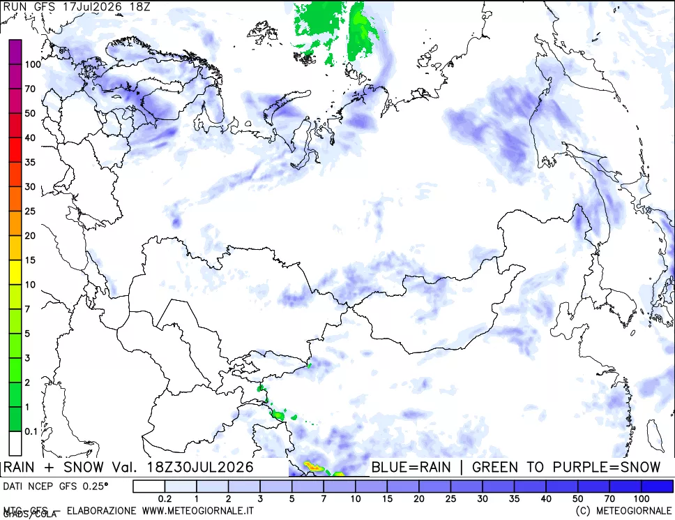 mappa Precipitazioni totali e nevose