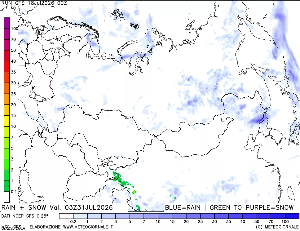 mappa Precipitazioni totali e nevose