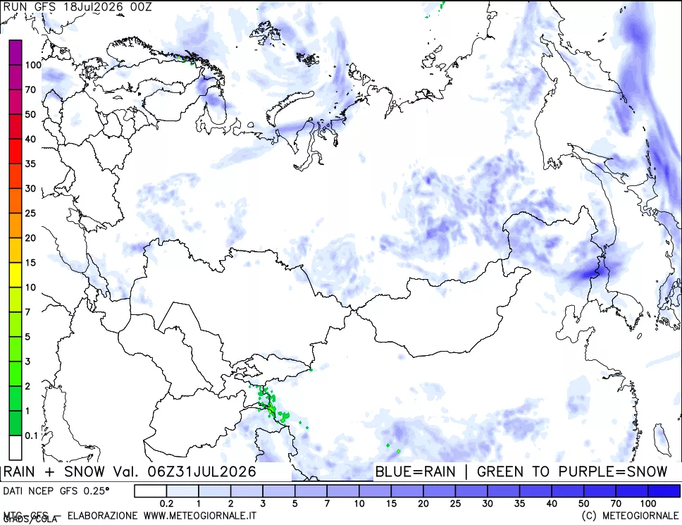 mappa Precipitazioni totali e nevose