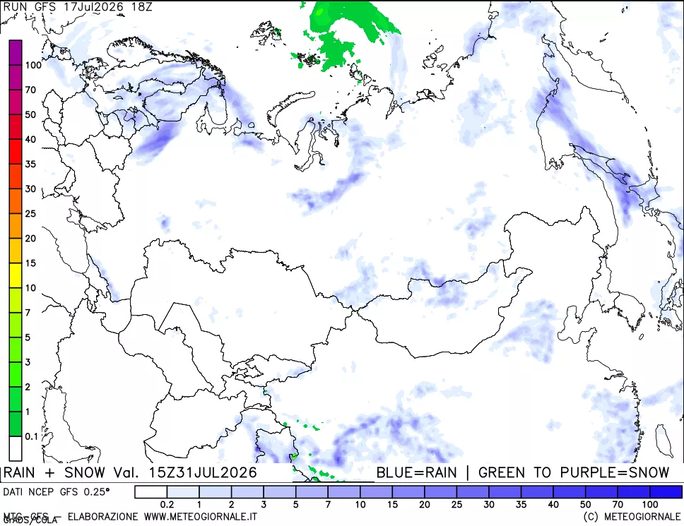 mappa Precipitazioni totali e nevose