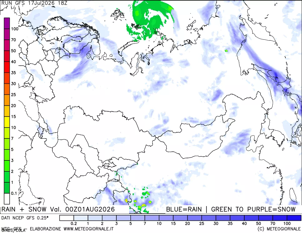 mappa Precipitazioni totali e nevose
