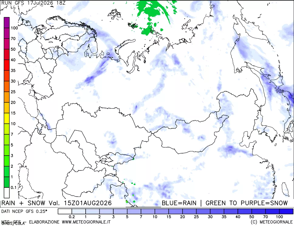 mappa Precipitazioni totali e nevose