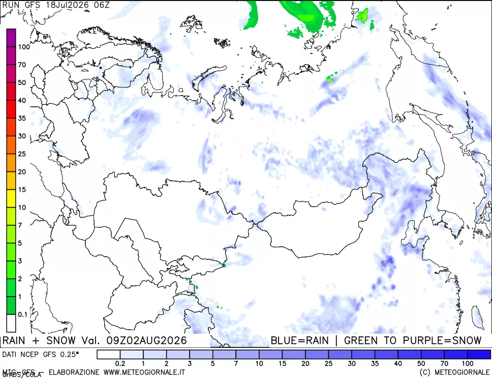 mappa Precipitazioni totali e nevose