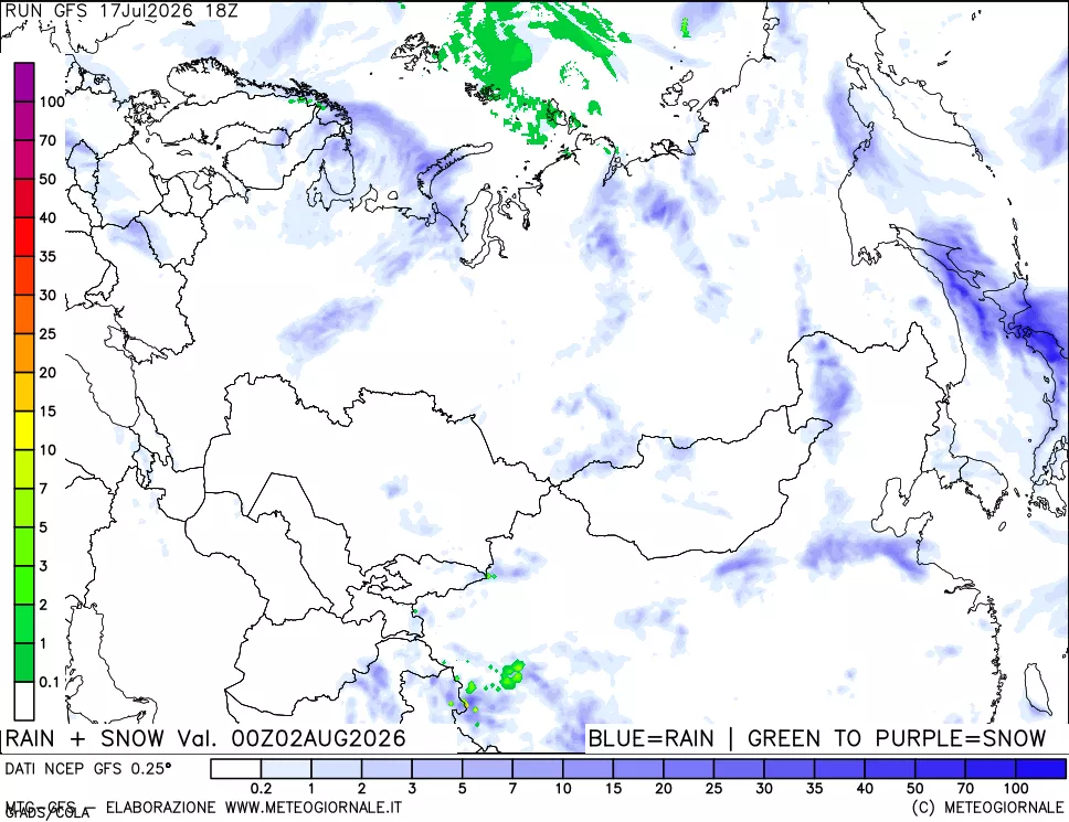 mappa Precipitazioni totali e nevose